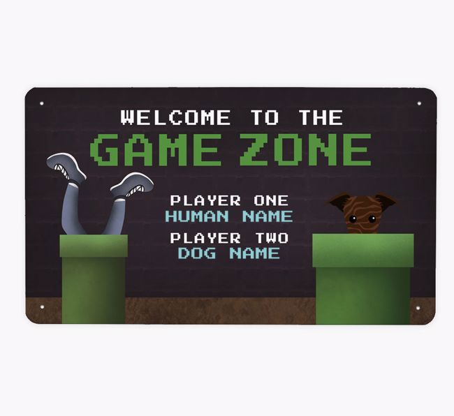 Game Zone: Personalized {breedFullName} Metal Sign